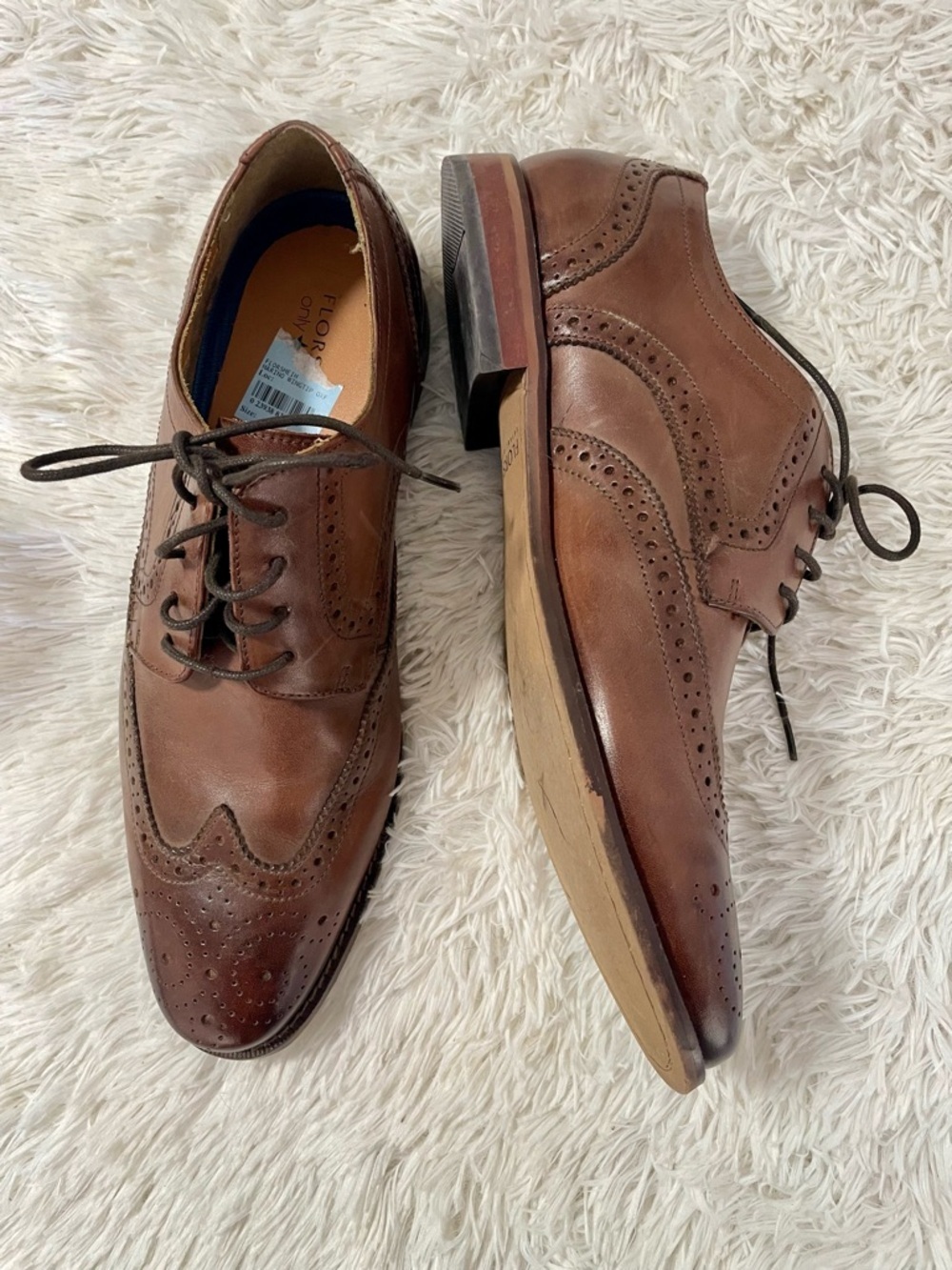 Florsheim Marino Wingtip Oxford Dress Shoes Macy's Leather Brogue Brown Formal